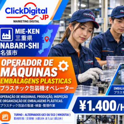 Operador de Máquinas – Embalagens Plásticas – Produção e Inspeção | Nabari-shi, Mie-ken | ¥1.400/h | Nº da vaga : CD-Nabari-0252